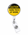 Caution Scrub Tech Badge Reel