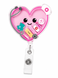 Pink Nurse Shaker Badge Reel