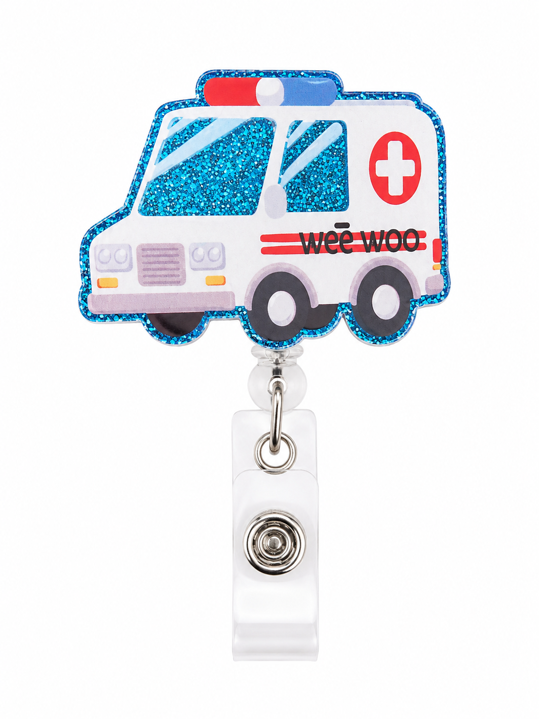 Glitter Ambulance Badge Reel
