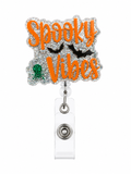 Spooky Vibes Glitter Halloween Badge Reel