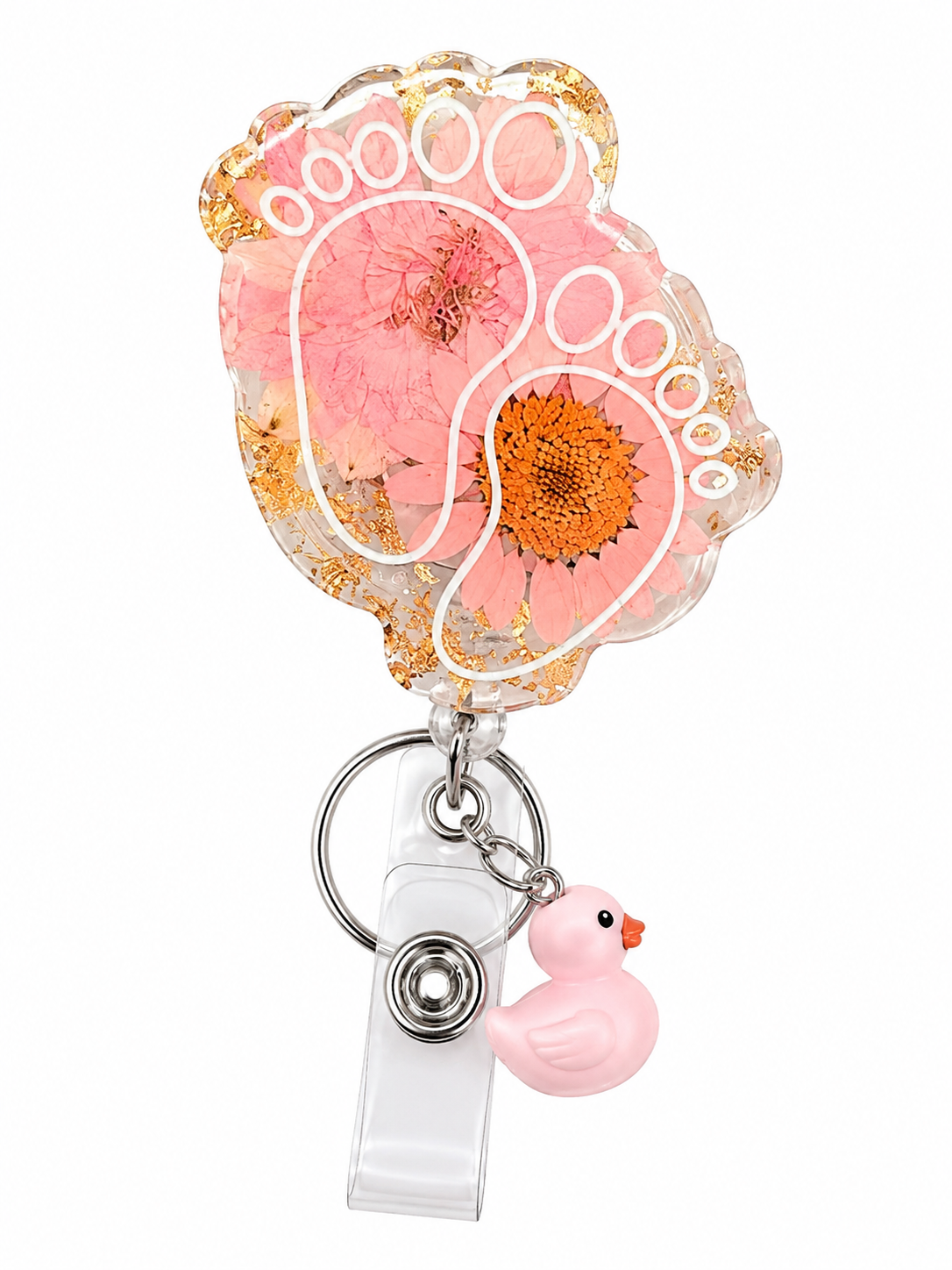 Pink Purple Dried Flower NICU Badge Reel