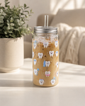 Dental Tooth Glass Can Tumbler with Lid & Straw | Cute Dental Assistant Cup | Dentist Gift