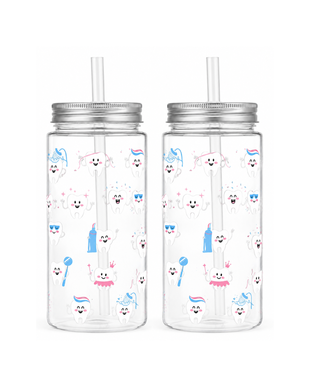 Dental Tooth Glass Can Tumbler with Lid & Straw | Cute Dental Assistant Cup | Dentist Gift